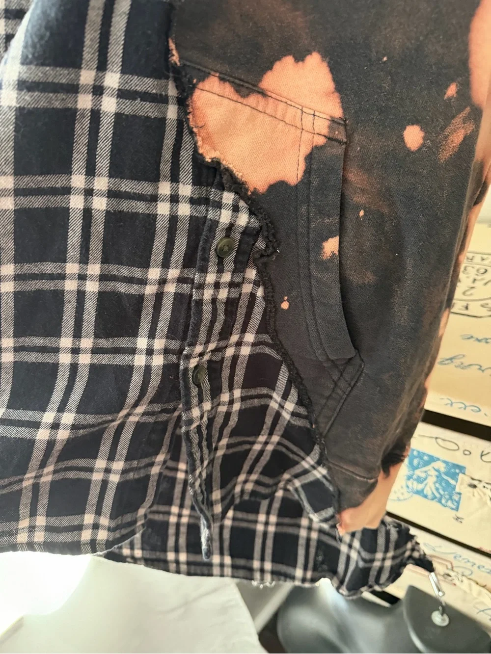 The North Face Men’s Black & Flannel Tie-Dye Plaid Hoodie